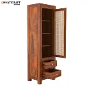 Hina Solid Wood Sheesham Bookshelf with Rattan-1.webp