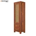 Hina Solid Wood Sheesham Bookshelf with Rattan-2.webp