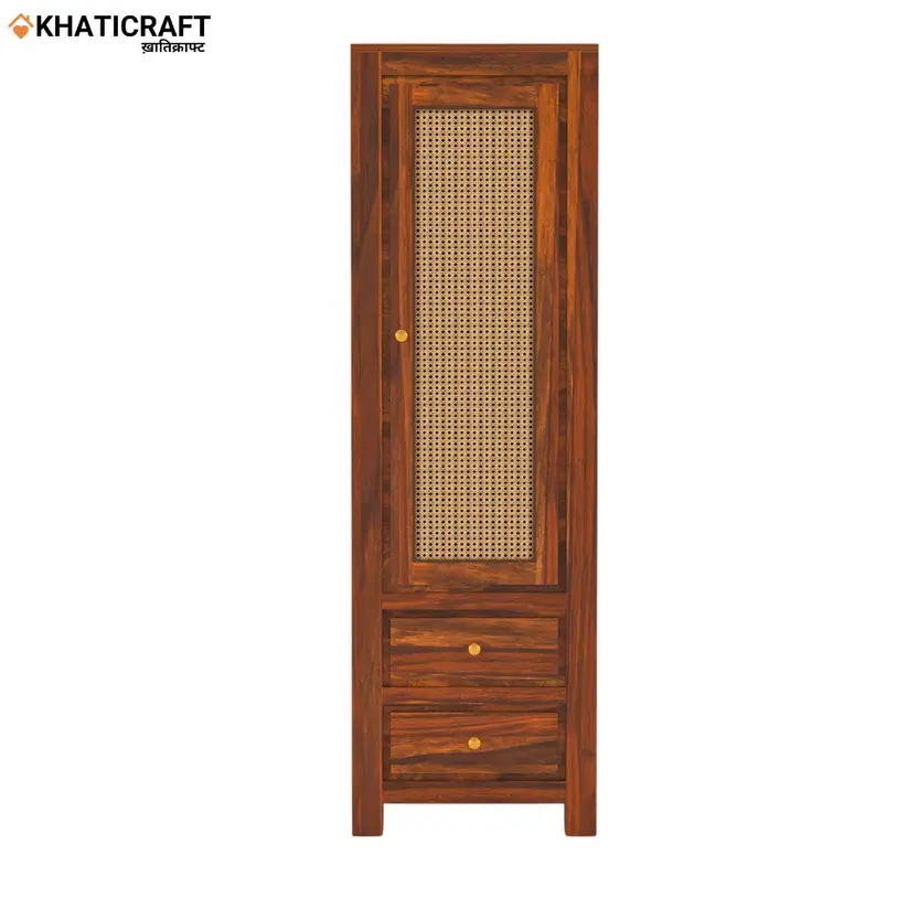 Hina Solid Wood Sheesham Bookshelf with Rattan-5.webp