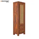 Hina Solid Wood Sheesham Bookshelf with Rattan-4.webp