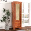 Hina Solid Wood Sheesham Bookshelf with Rattan.webp