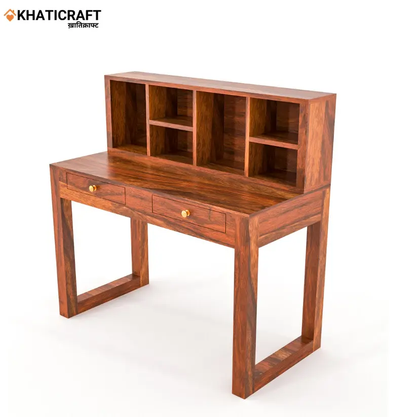 Arya-2 Solid Wood Sheesham Study Table With Hina  Wallshelf-5.webp