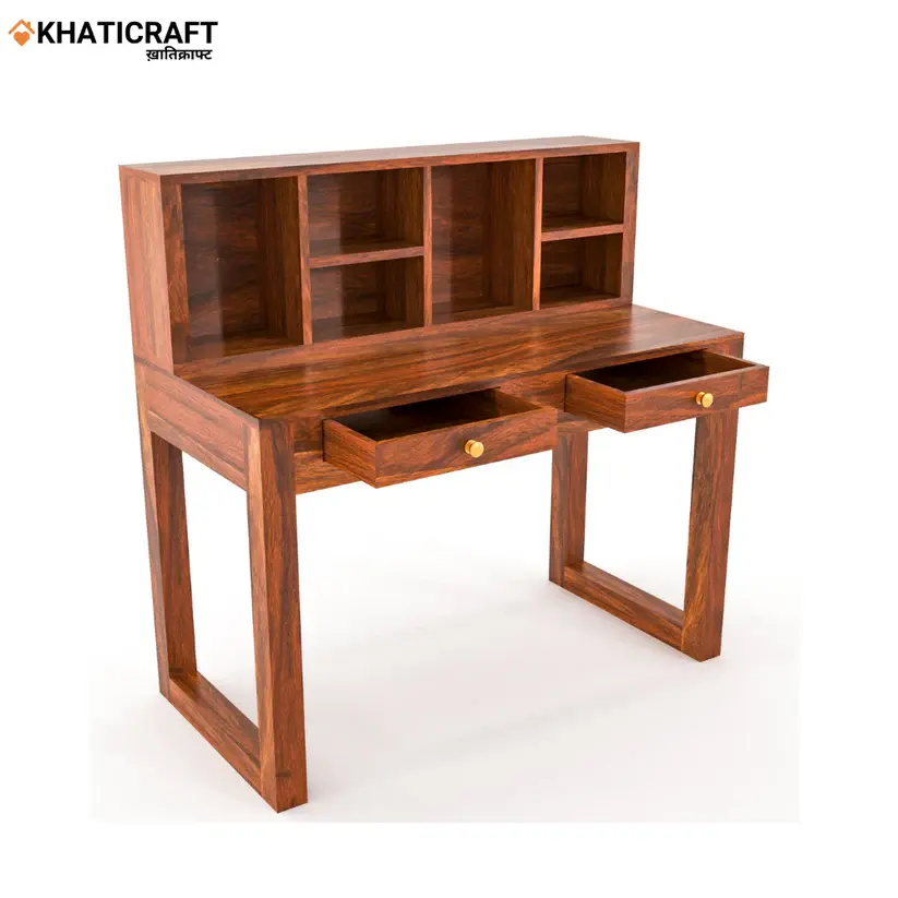 Arya-2 Solid Wood Sheesham Study Table With Hina  Wallshelf-3.webp