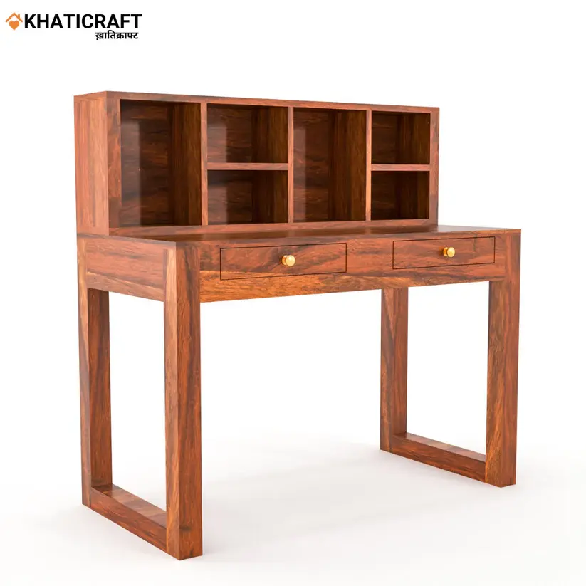 Arya-2 Solid Wood Sheesham Study Table With Hina  Wallshelf--2.webp