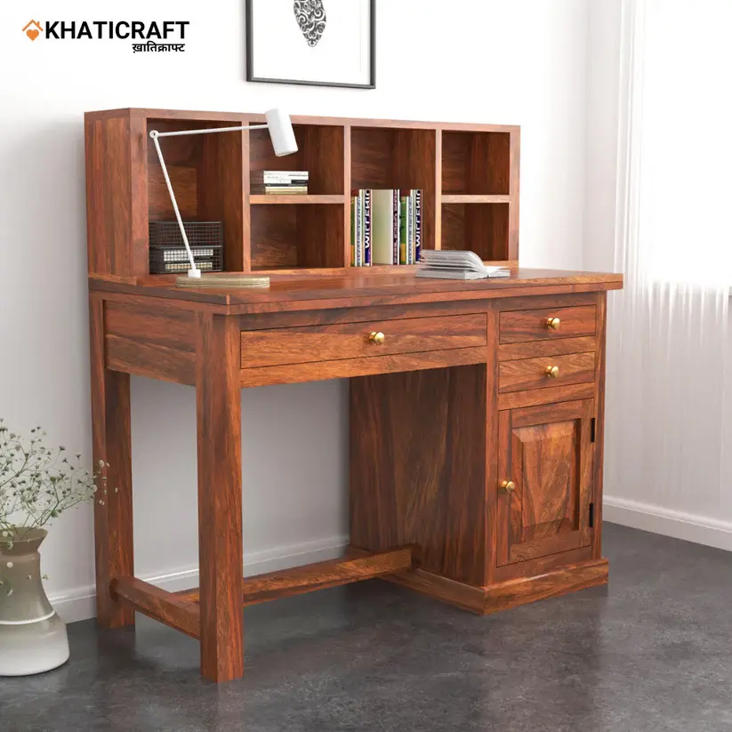 Nitya Solid Wood Sheesham Study Table With Hina  Wallshelf-.webp