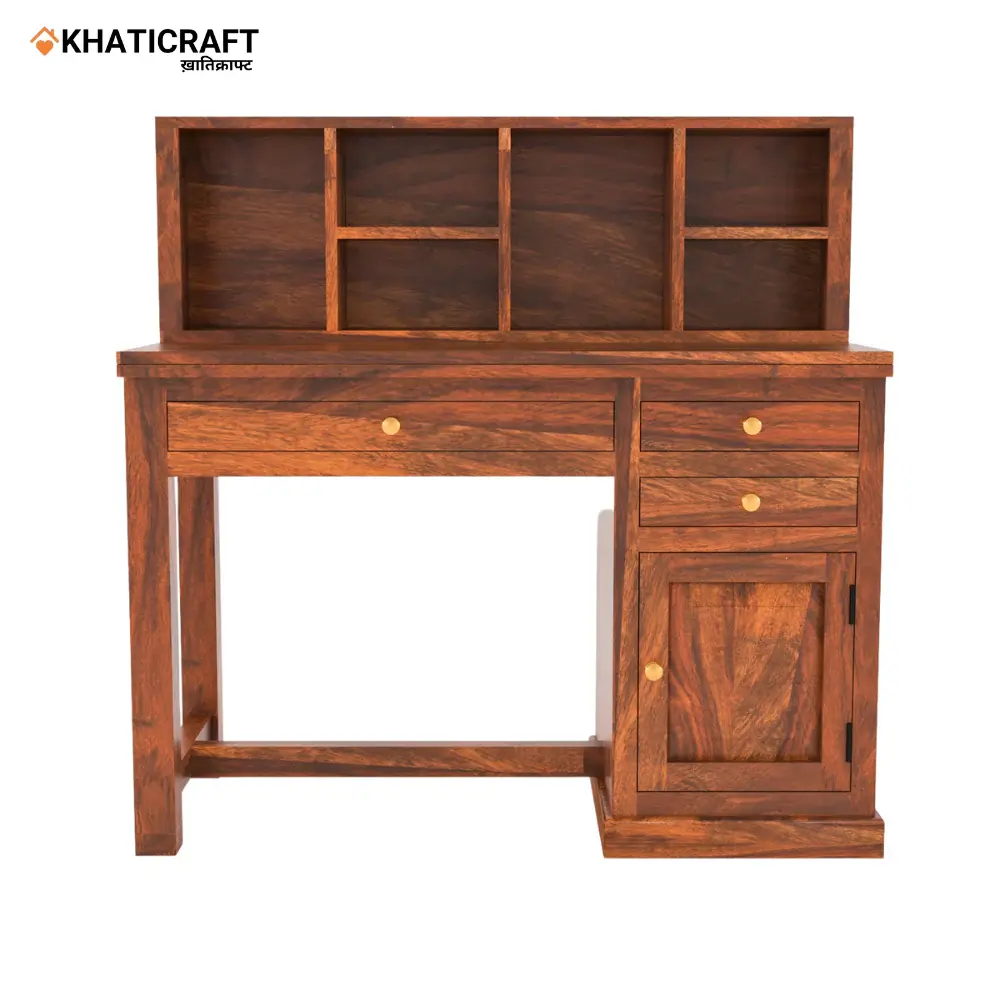 Nitya Solid Wood Sheesham Study Table With Hina  Wallshelf-1.webp