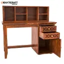 Mira Solid Wood Sheesham Study Table With Hina  Wallshelf--5.webp