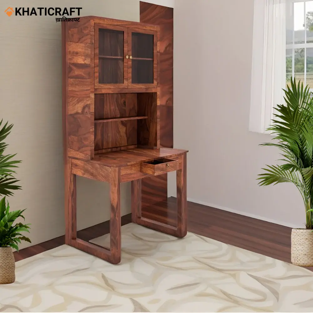 Arya-1 Solid Wood Sheesham Study Table With Mount Bookshelf-1.webp