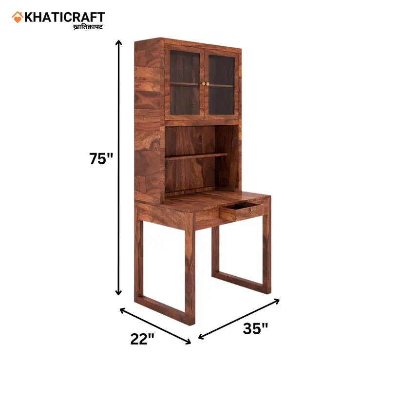 Arya-1 Solid Wood Sheesham Study Table With Mount Bookshelf-5.webp