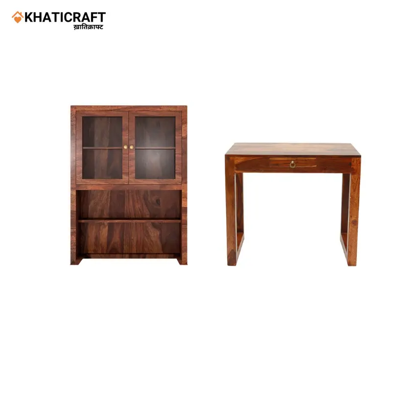 Arya-1 Solid Wood Sheesham Study Table With Mount Bookshelf-4.webp