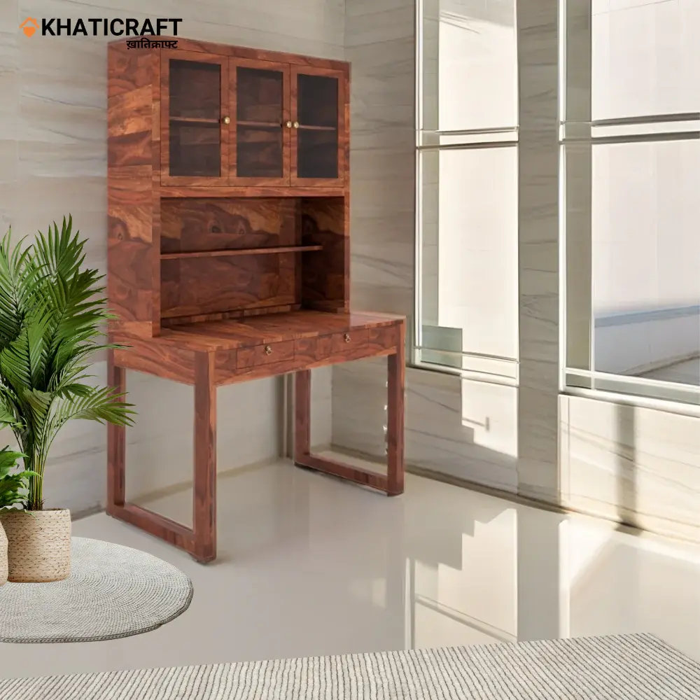 Arya-2 Solid Wood Sheesham Study Table With Mount Bookshelf-1.webp