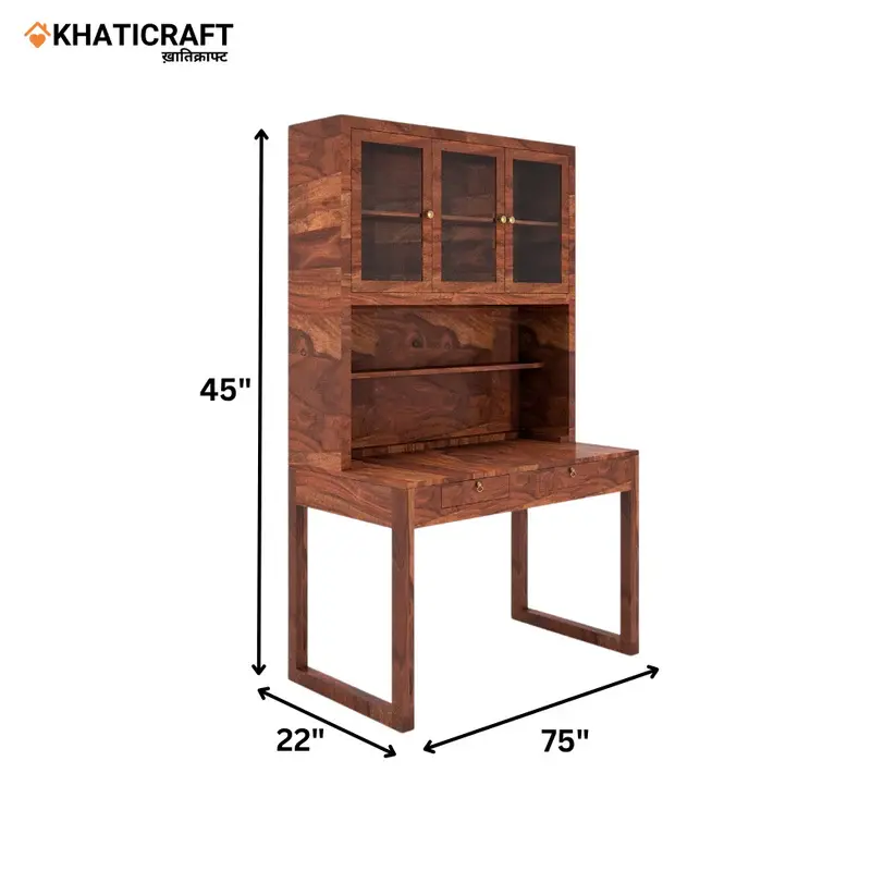 Arya-2 Solid Wood Sheesham Study Table With Mount Bookshelf-4.webp