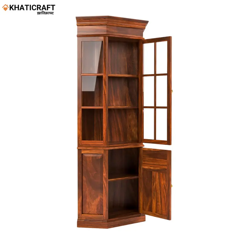 Ziya Solid Wood Sheesham Corner Cabinet-4.webp