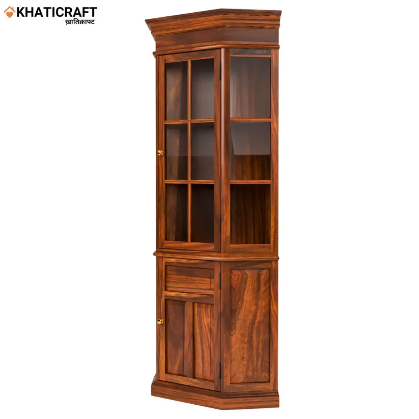 Ziya Solid Wood Sheesham Corner Cabinet-5.webp