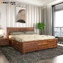 Mira Solid Wood Sheesham Bed(Box Storage)