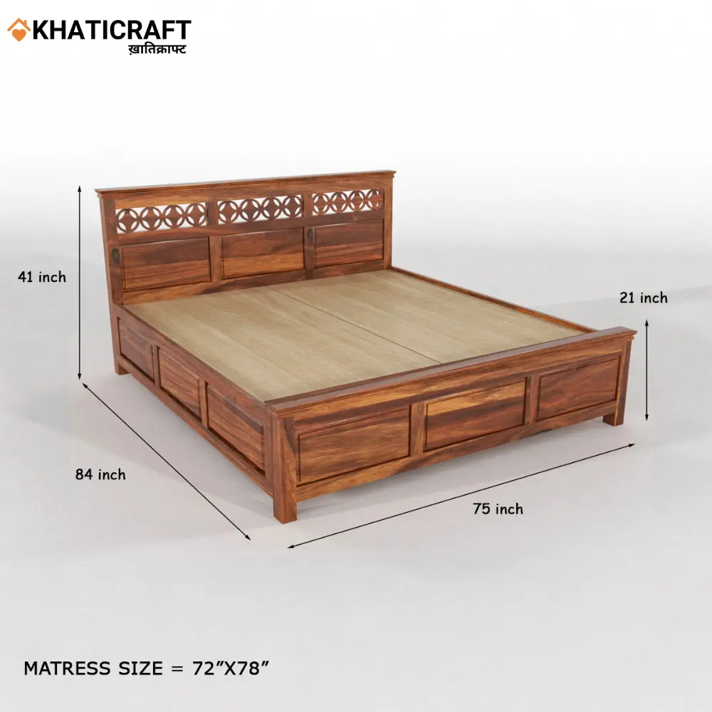 Mira Solid Wood Sheesham Bed(Box Storage)