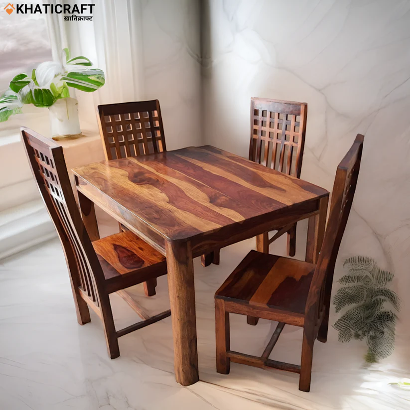 Rami Chavi 4 Seater Solid Wood Sheesham Dining Set